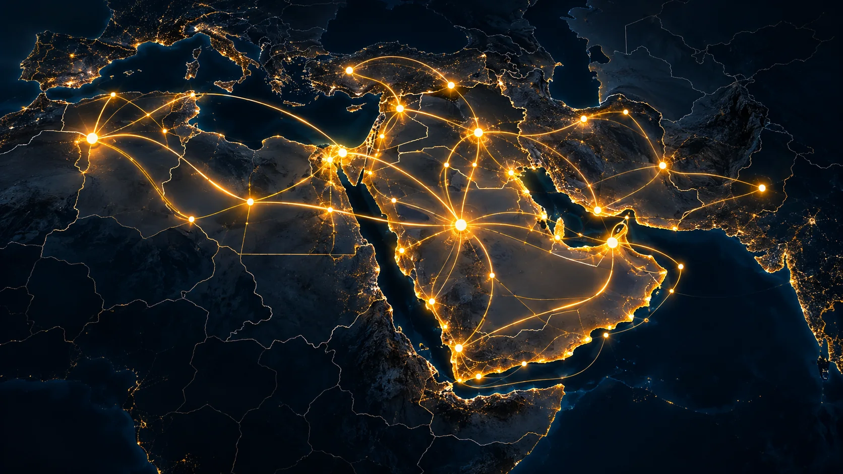 خريطة توضح شبكة نقل إقليمية
